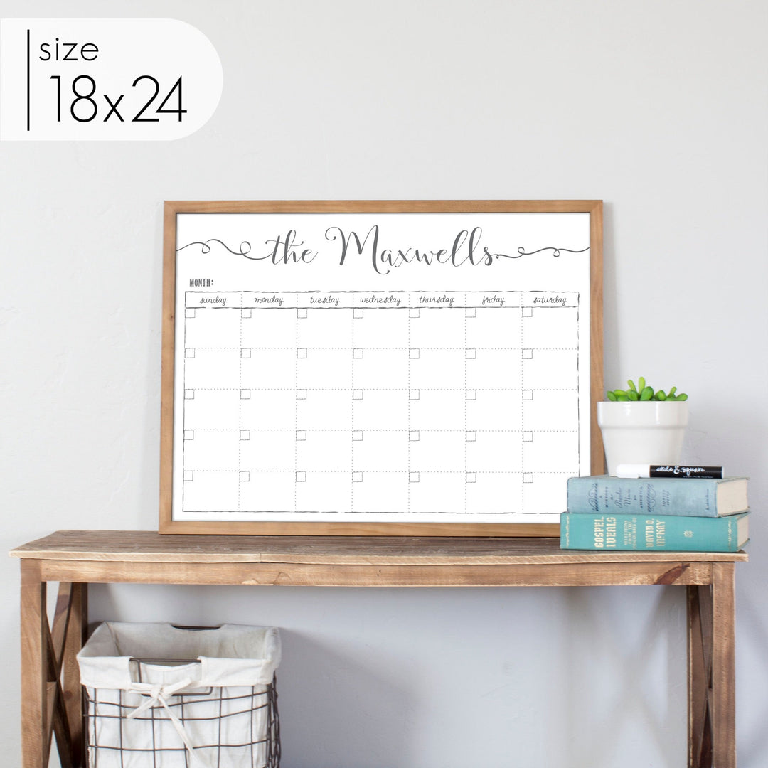 Monthly Framed Whiteboard Calendar | Horizontal Knope