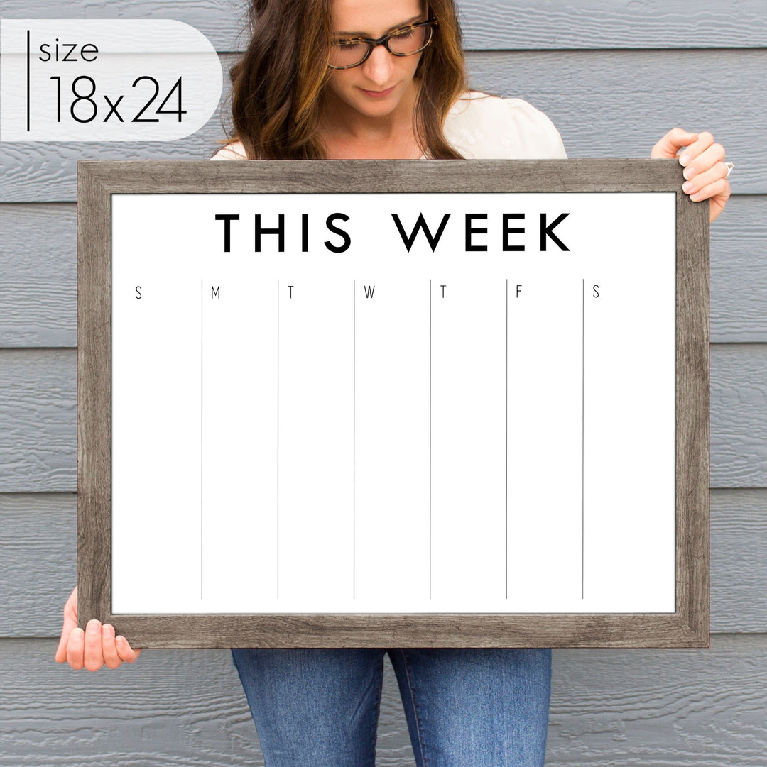 Weekly Framed Whiteboard Calendar | Horizontal Madi