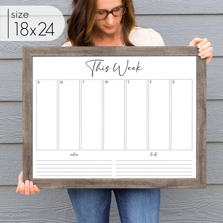 Weekly Framed Whiteboard Calendar + 2 sections | Horizontal Pennington
