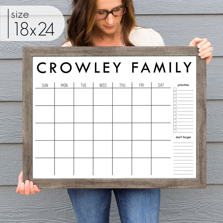 Monthly Framed Whiteboard Calendar + 2 sections | Horizontal Madi