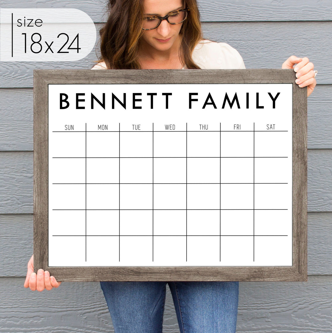 Monthly Framed Whiteboard Calendar | Horizontal Madi