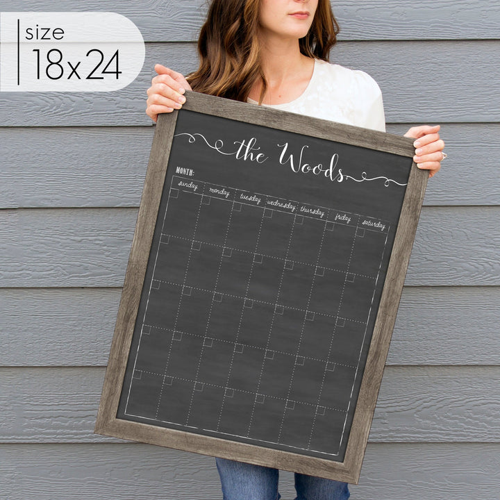 Monthly Framed Chalkboard Calendar | Vertical Knope