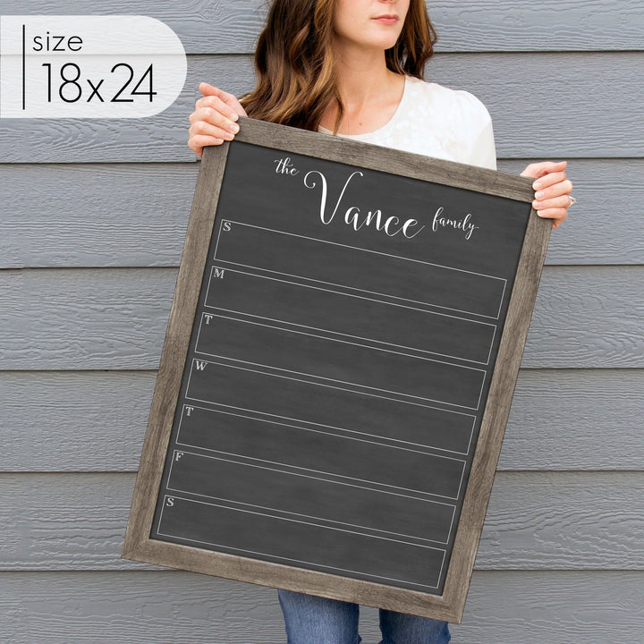 Weekly Framed Chalkboard Calendar | Vertical Knope