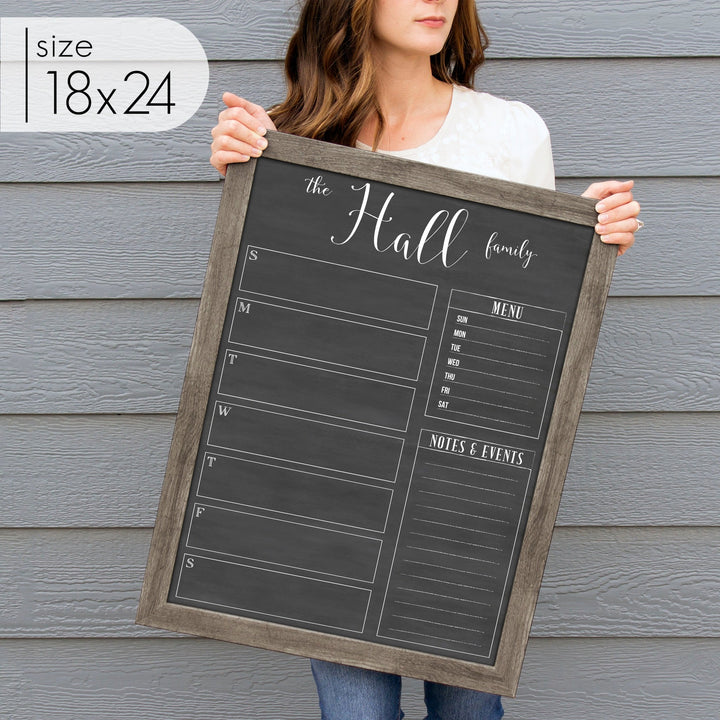Weekly Framed Chalkboard Calendar + 2 sections | Vertical Knope