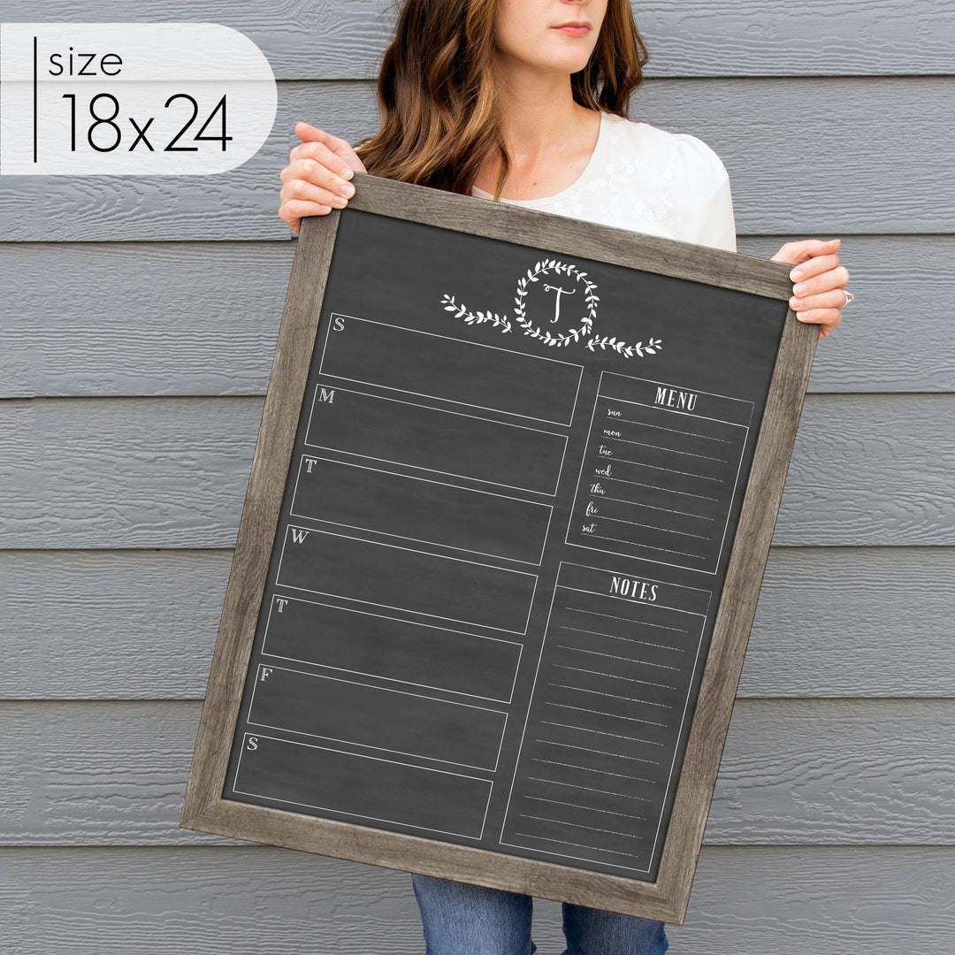 Weekly Framed Chalkboard Calendar + 2 sections | Vertical Donna