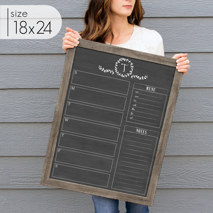 Weekly Framed Chalkboard Calendar + 2 sections | Vertical Donna