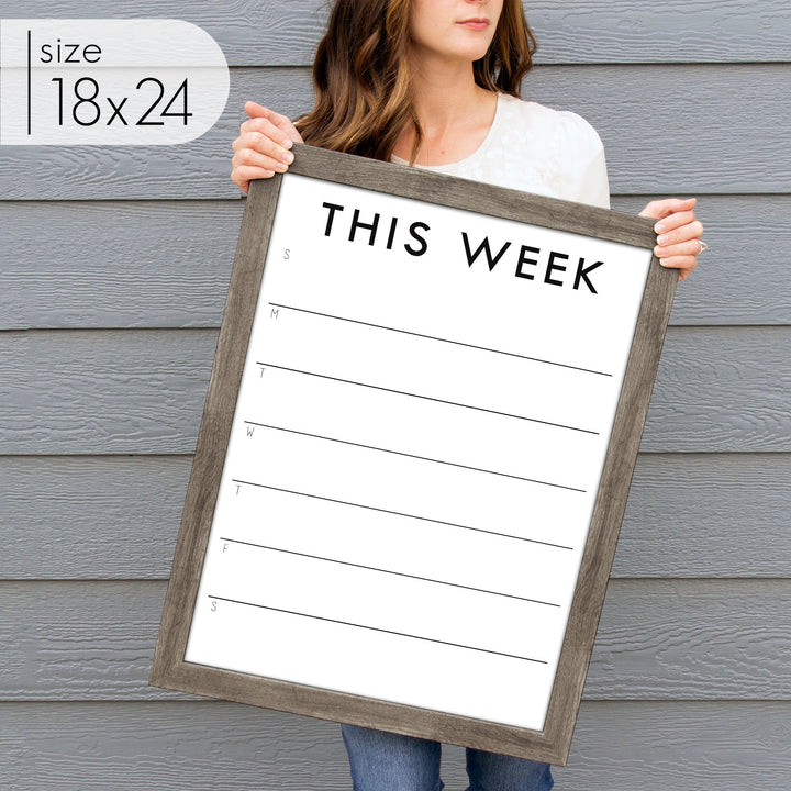 Weekly Framed Whiteboard Calendar + 3 sections | Horizontal Madi