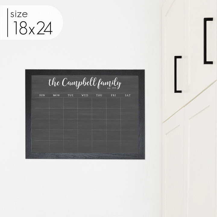 Monthly Framed Chalkboard Calendar | Horizontal Perkins