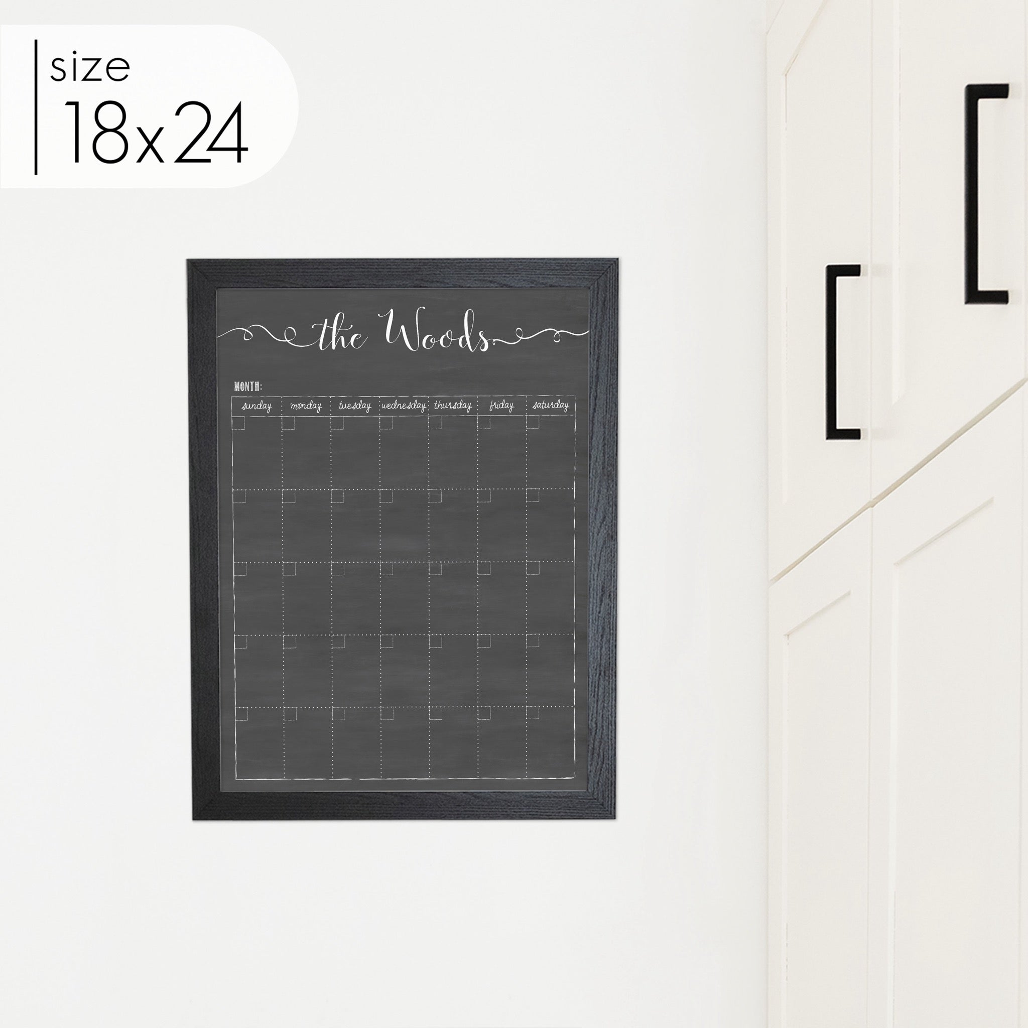 Monthly Framed Chalkboard Calendar | Vertical Knope
