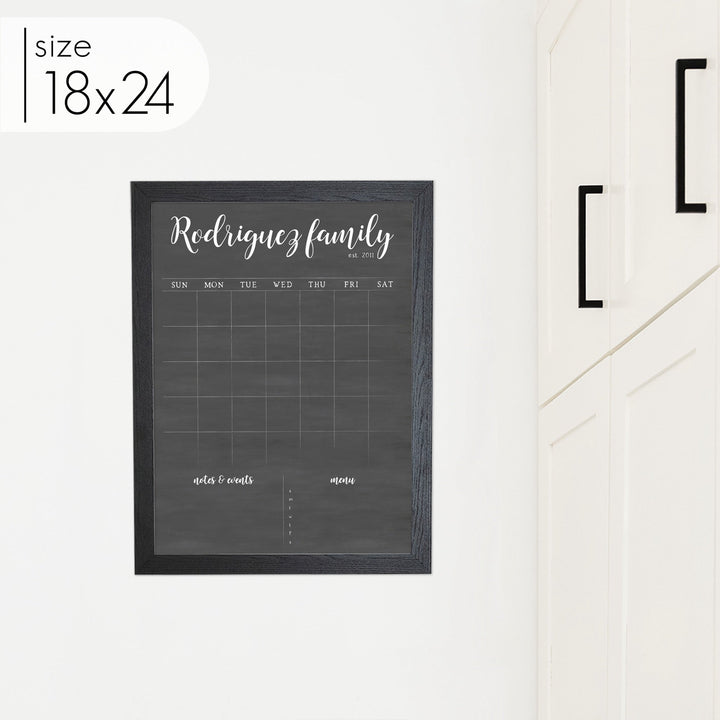 Monthly Framed Chalkboard Calendar + 2 sections | Vertical Perkins