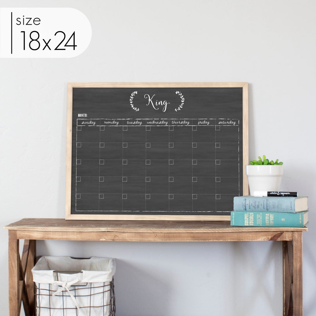 Monthly Framed Chalkboard Calendar | Horizontal Eagleton