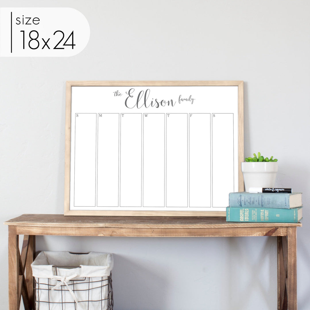 Weekly Framed Whiteboard Calendar | Horizontal Knope
