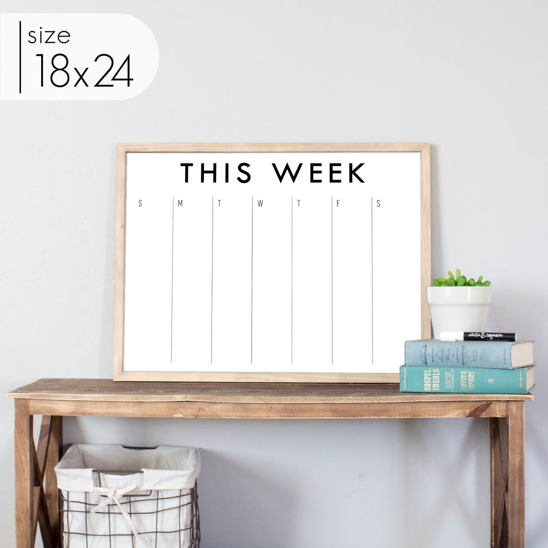 Weekly Framed Whiteboard Calendar | Horizontal Madi