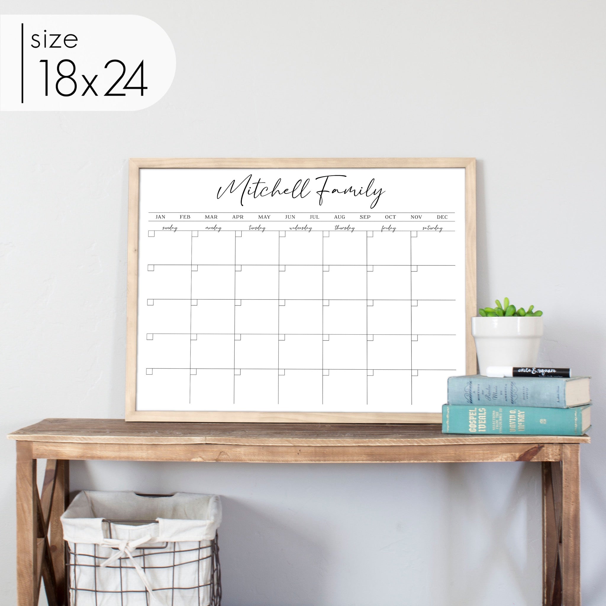 Monthly Framed Whiteboard Calendar | Horizontal Pennington