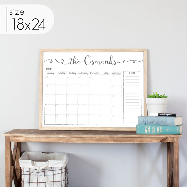 Monthly Framed Whiteboard Calendar + 1 section | Horizontal Knope