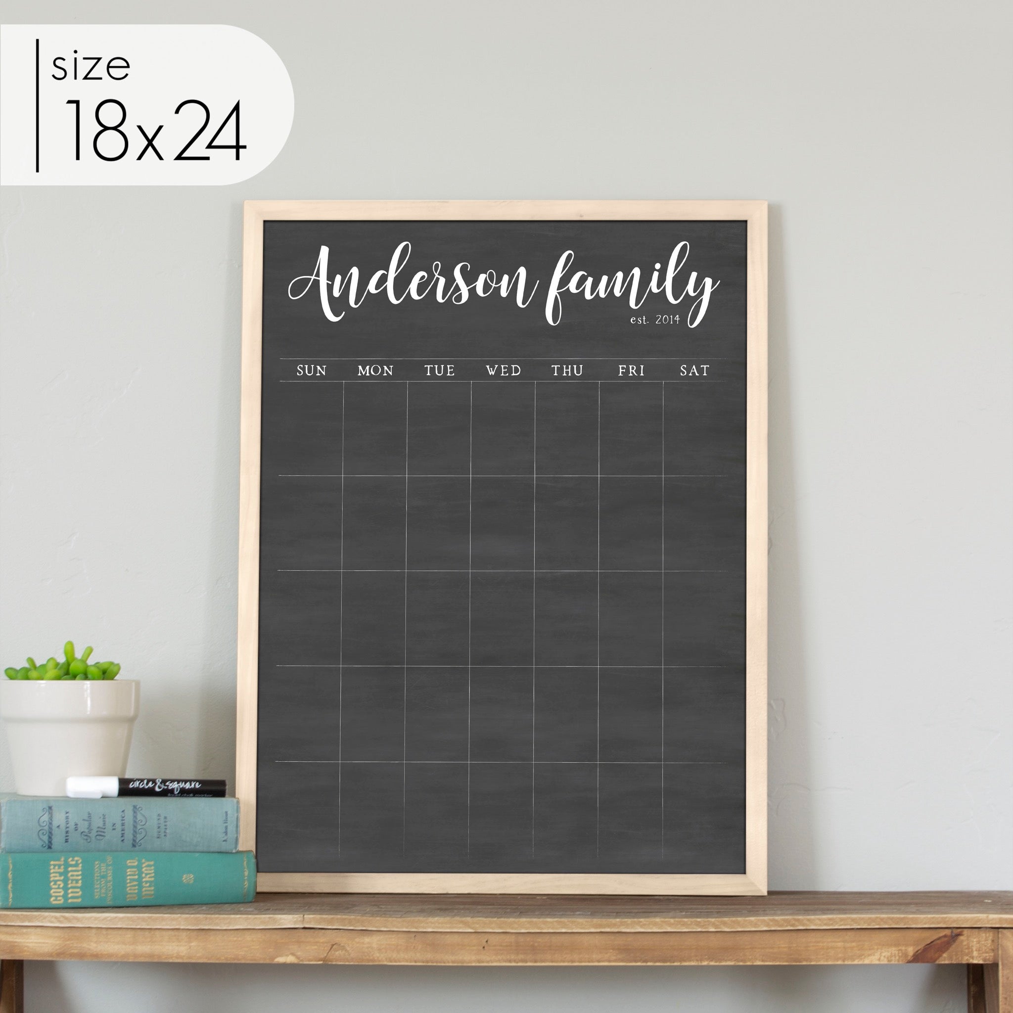 Monthly Framed Chalkboard Calendar | Vertical Perkins