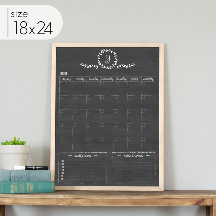 Monthly Framed Chalkboard Calendar + 2 sections | Vertical Donna
