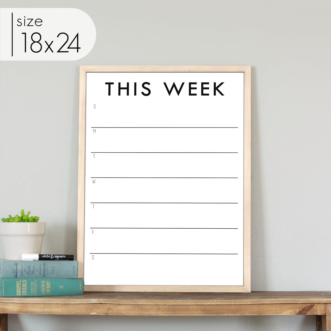 Weekly Framed Whiteboard Calendar + 3 sections | Horizontal Madi