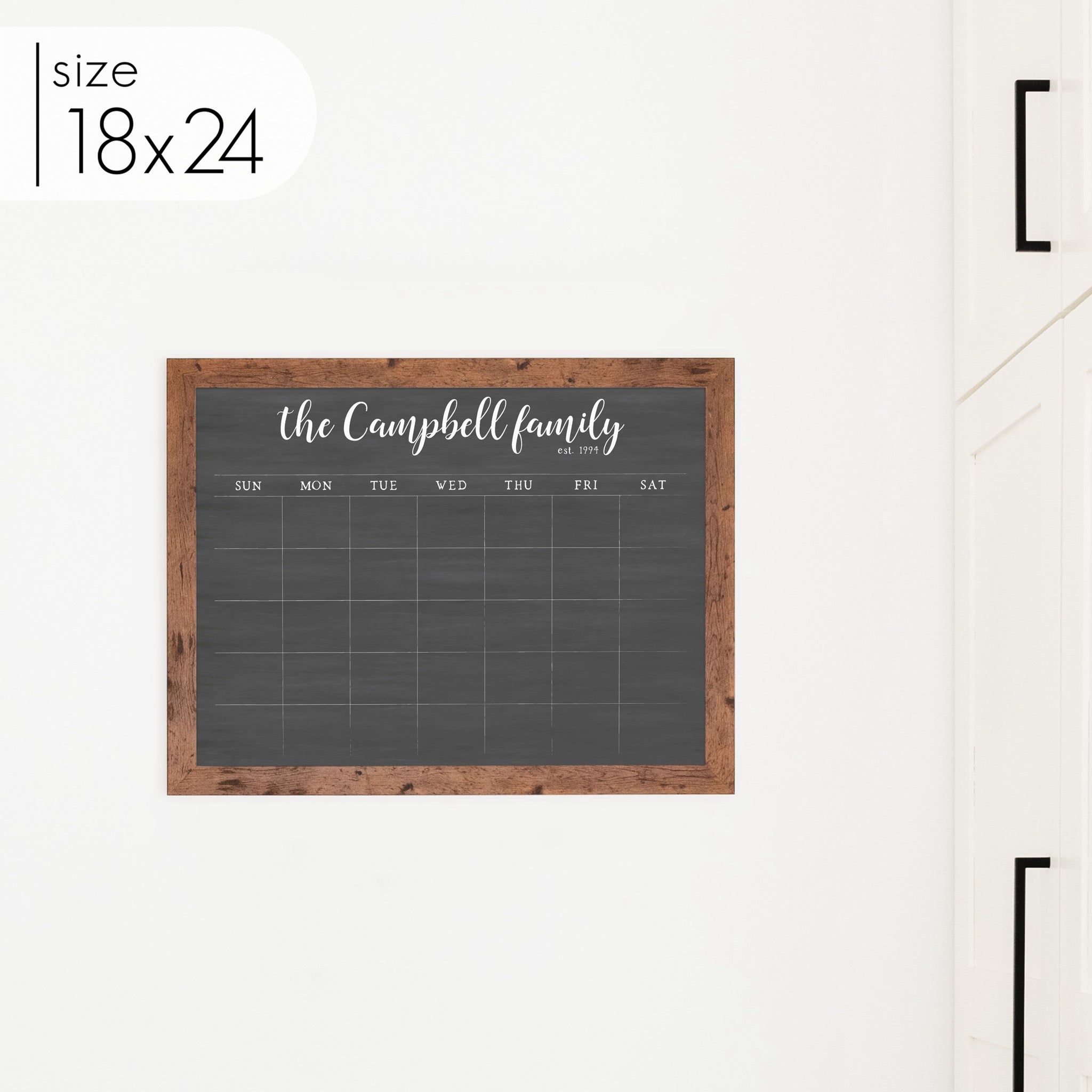 Monthly Framed Chalkboard Calendar | Horizontal Perkins