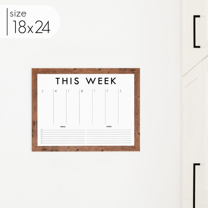 Weekly Framed Whiteboard Calendar + 2 sections | Horizontal Madi