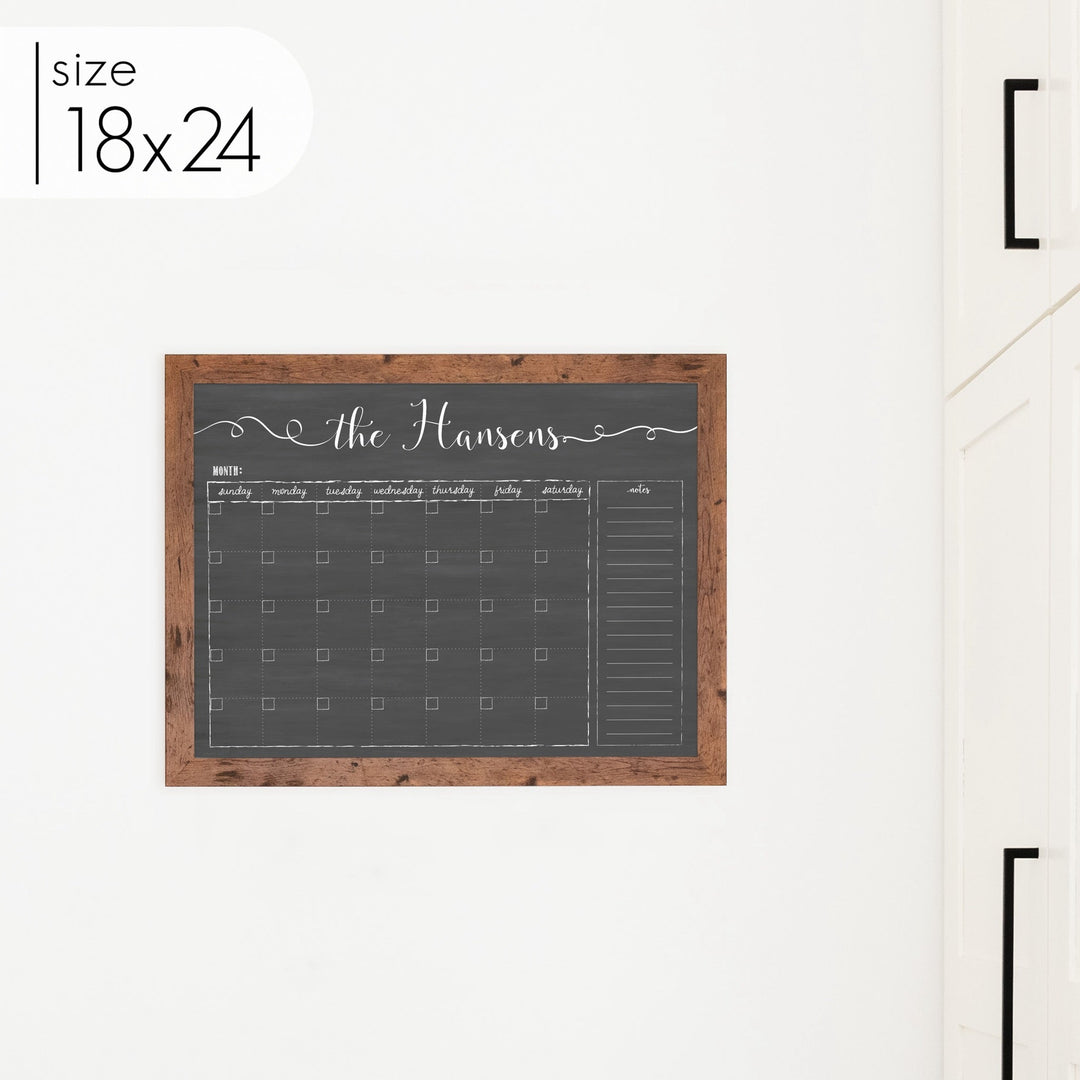 Monthly Framed Chalkboard Calendar + 1 section | Horizontal Knope