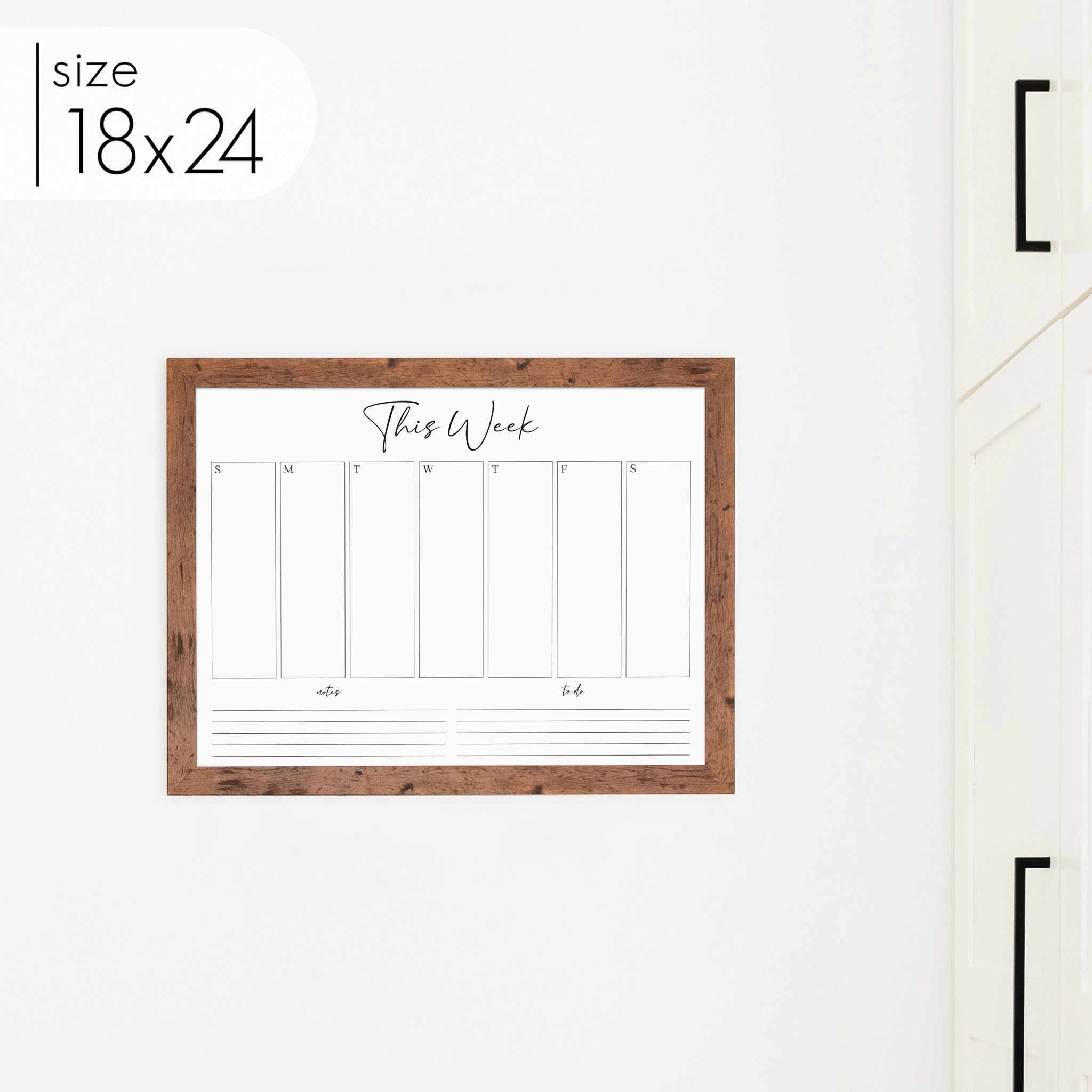 Weekly Framed Whiteboard Calendar + 2 sections | Horizontal Pennington