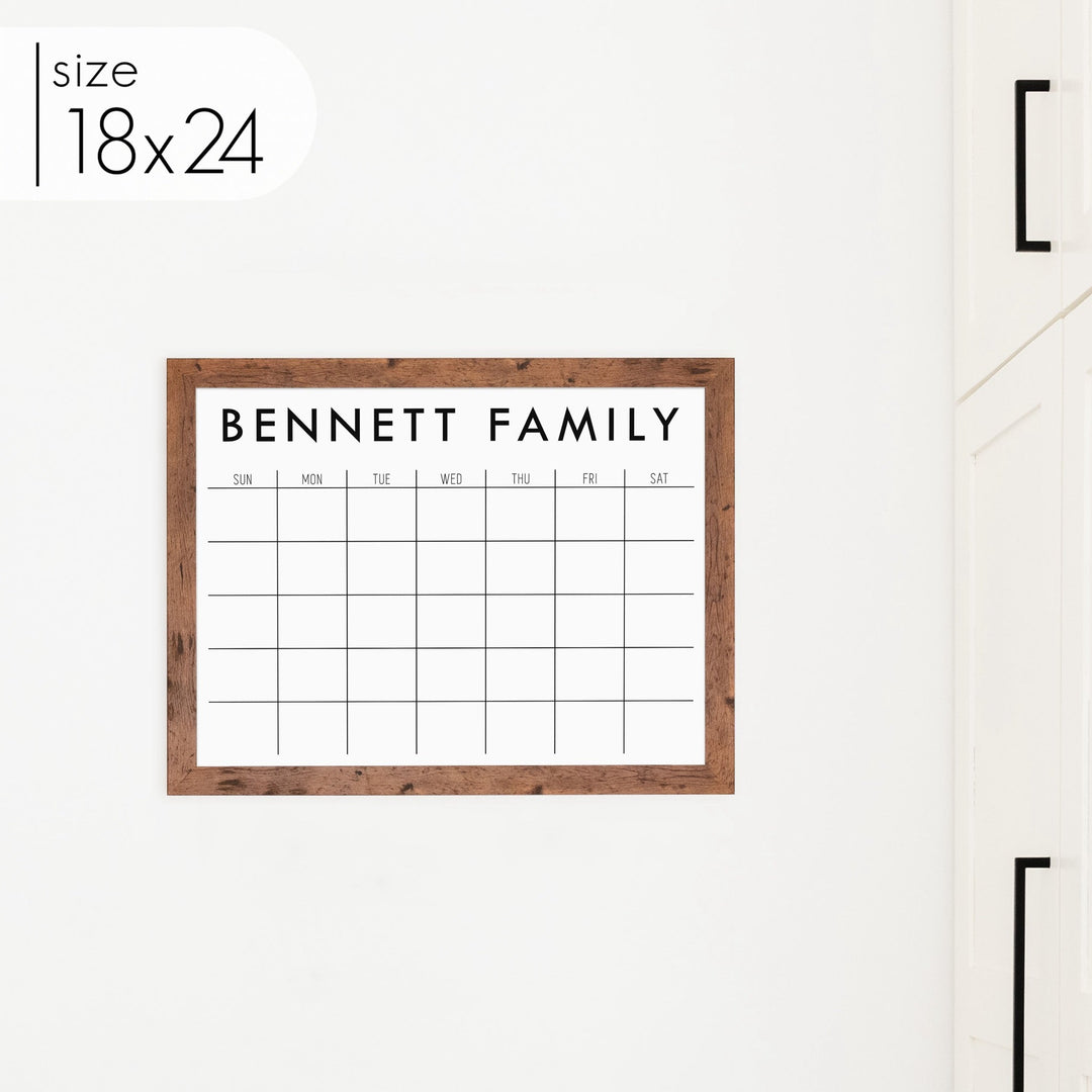 Monthly Framed Whiteboard Calendar | Horizontal Madi
