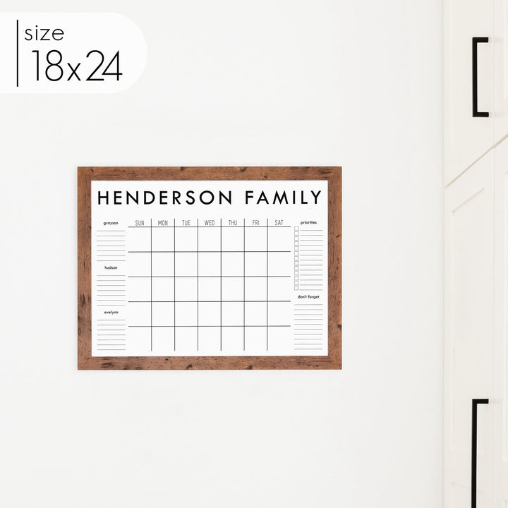 Monthly Framed Whiteboard Calendar + 5 sections | Horizontal Madi