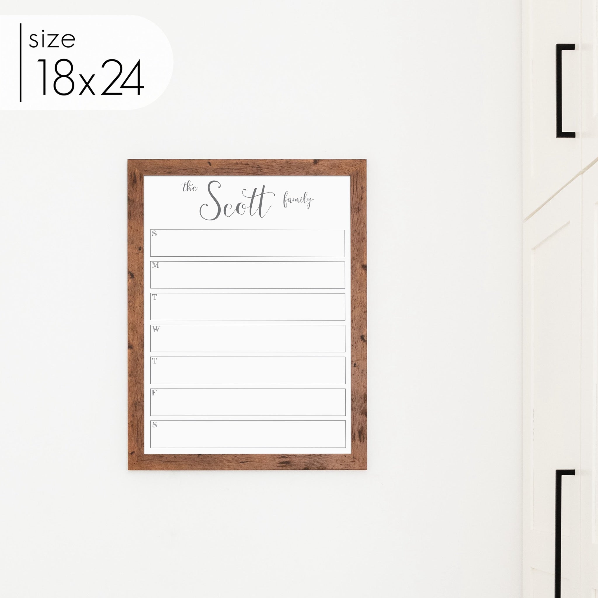 Weekly Framed Whiteboard Calendar | Vertical Knope