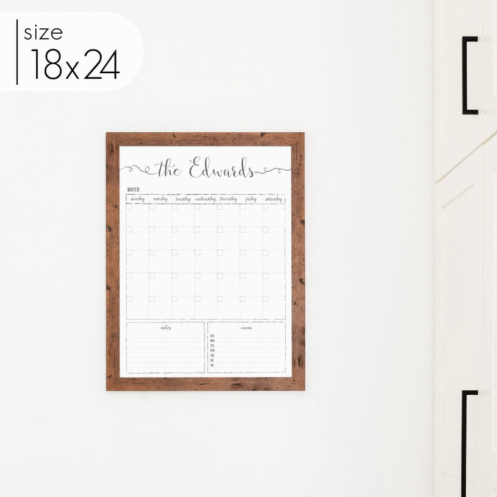 Monthly Framed Whiteboard Calendar + 2 sections | Vertical Knope