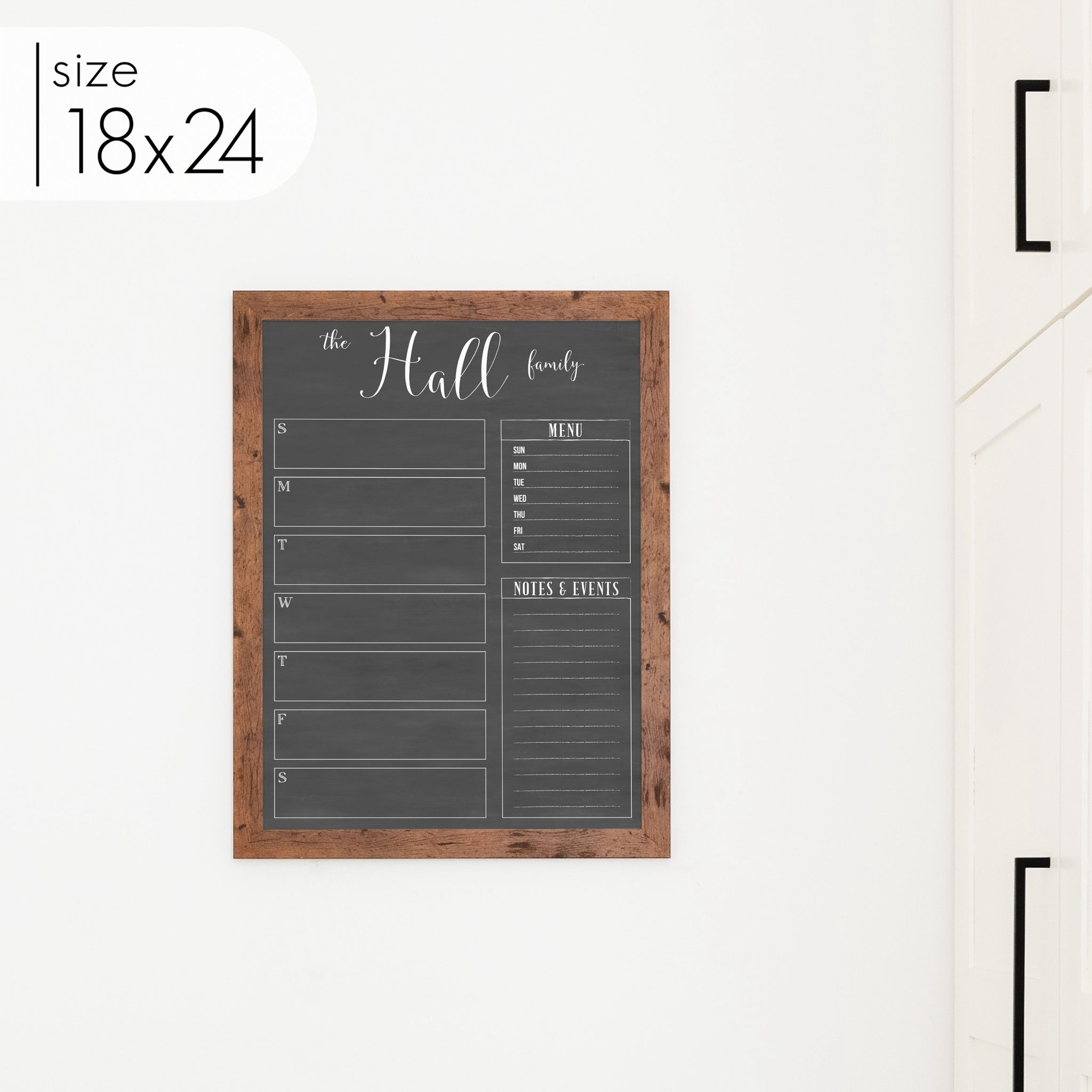 Weekly Framed Chalkboard Calendar + 2 sections | Vertical Knope