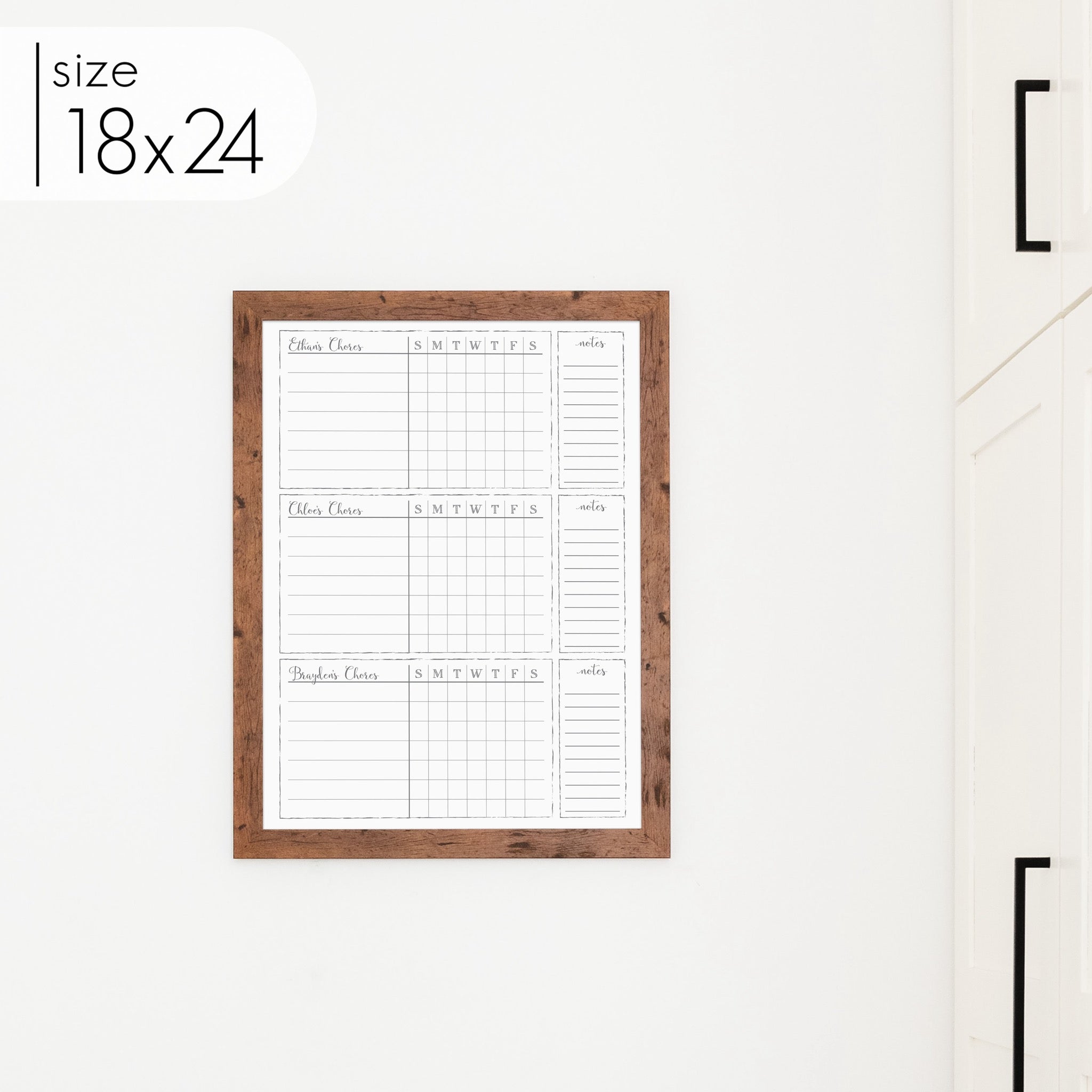 Week & Month Combo Framed Whiteboard + 6 sections | Horizontal Swanson