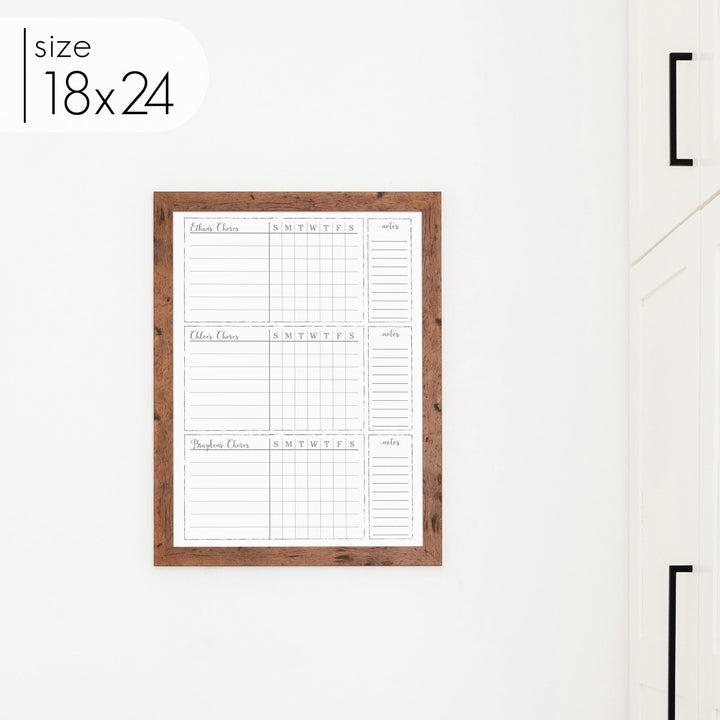 Week & Month Combo Framed Whiteboard + 6 sections | Horizontal Swanson