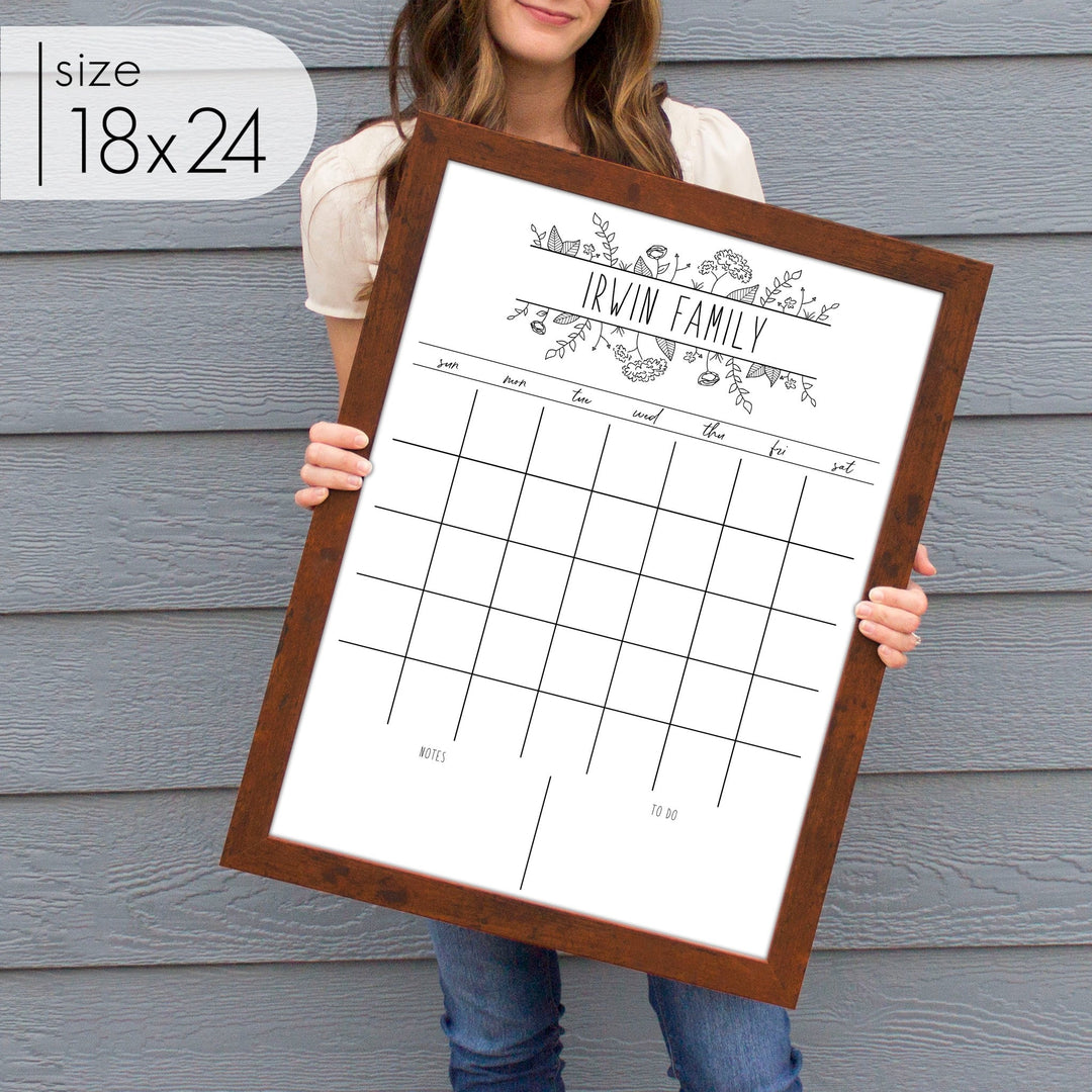 Monthly Framed Whiteboard Calendar + 2 sections | Vertical Lucy