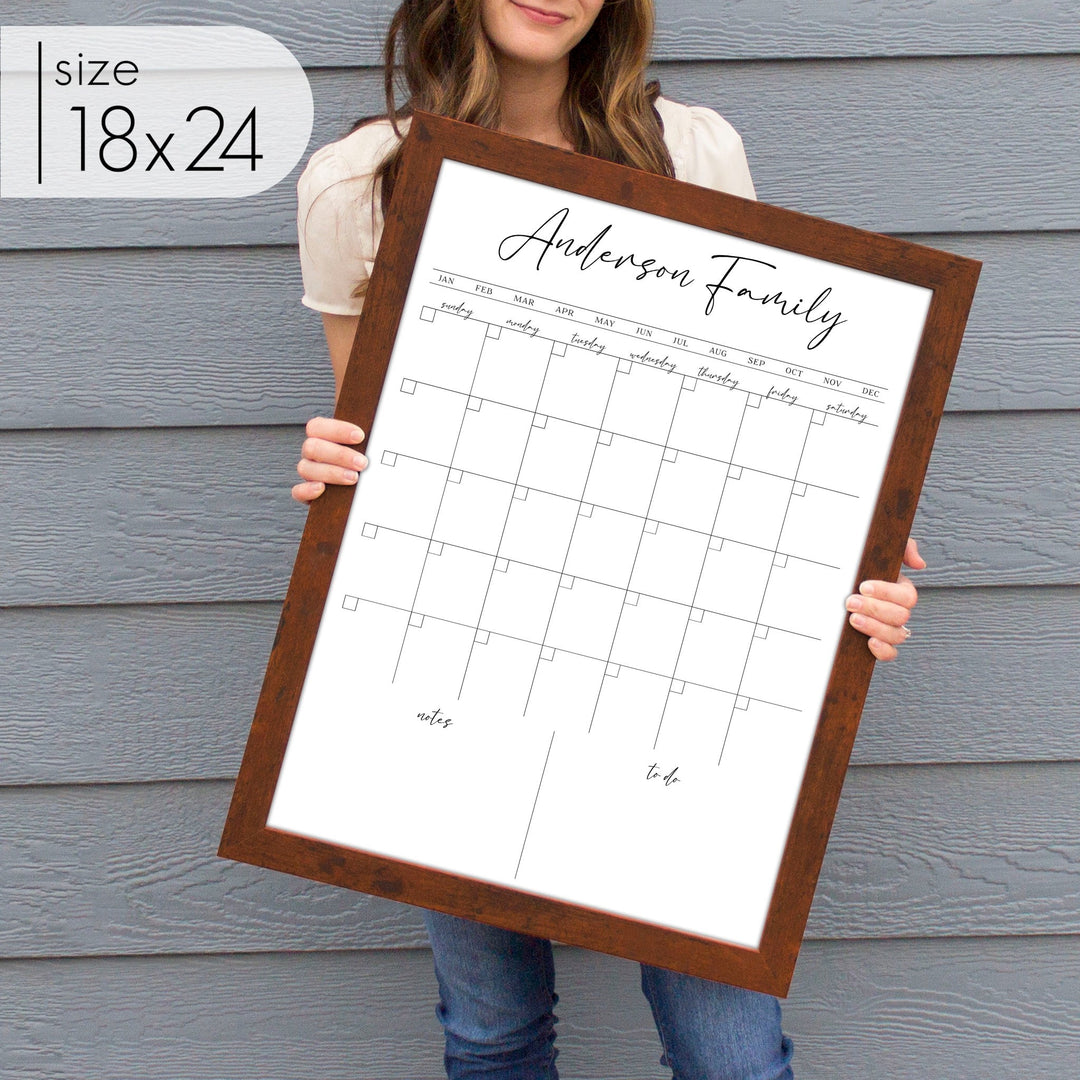 Monthly Framed Whiteboard Calendar + 2 sections | Vertical Pennington