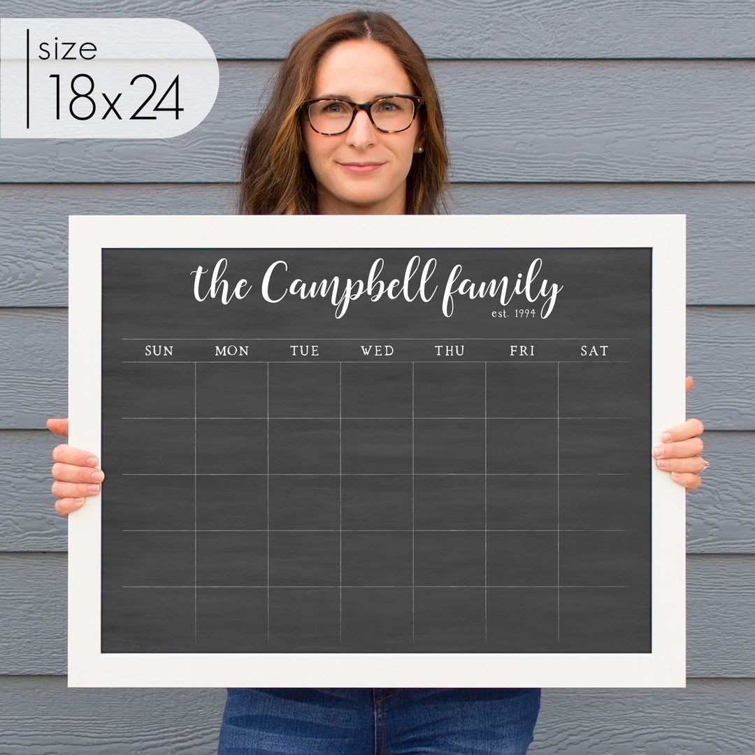 Monthly Framed Chalkboard Calendar | Horizontal Perkins