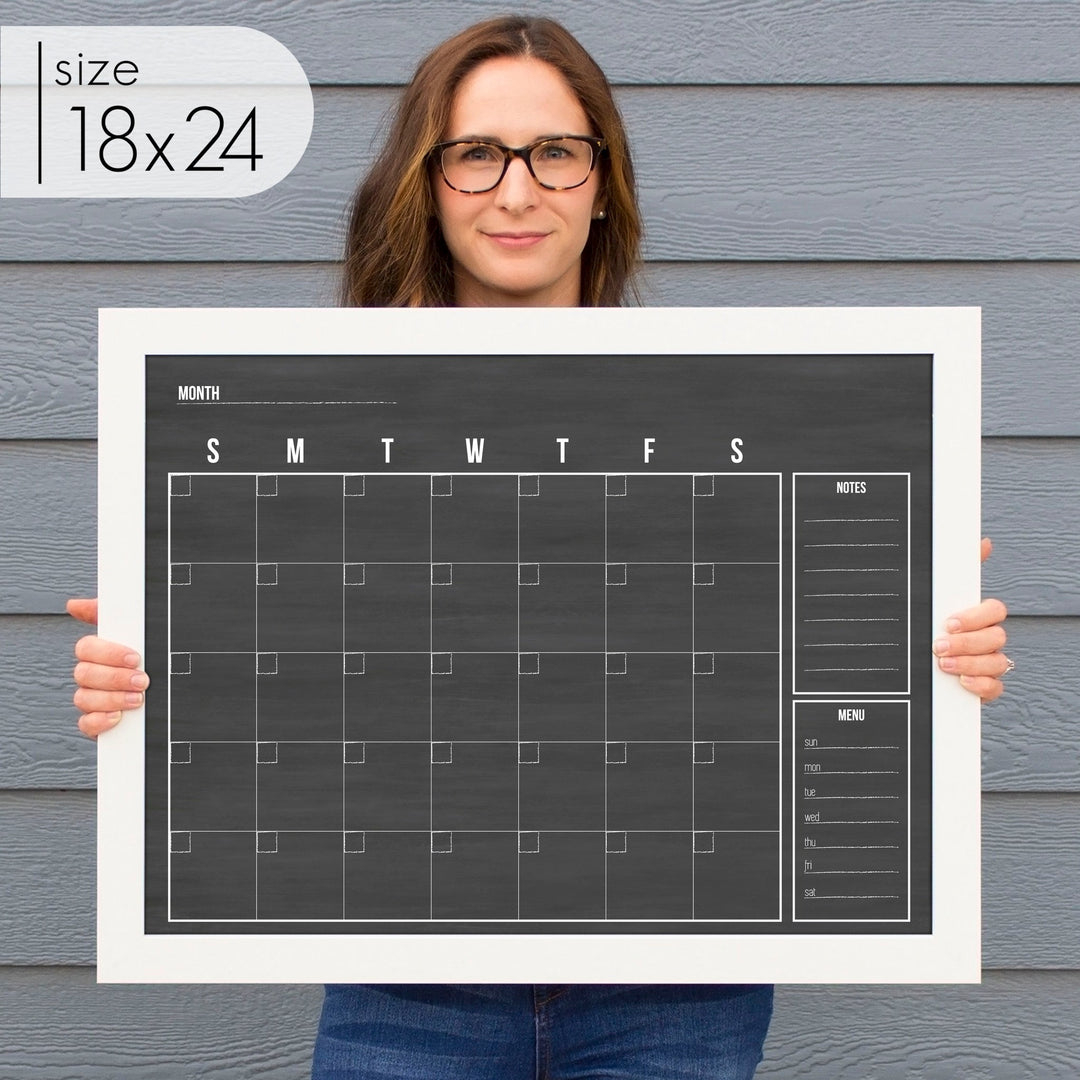 Monthly Framed Chalkboard Calendar + 2 sections | Horizontal Dwyer
