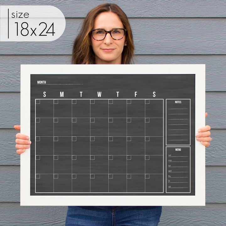Monthly Framed Chalkboard Calendar + 2 sections | Horizontal Dwyer