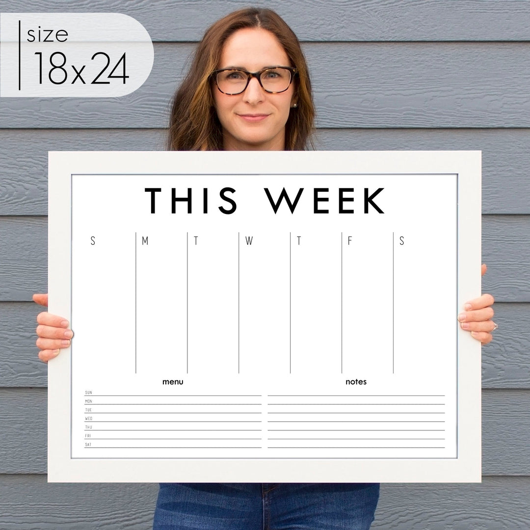 Weekly Framed Whiteboard Calendar + 2 sections | Horizontal Madi