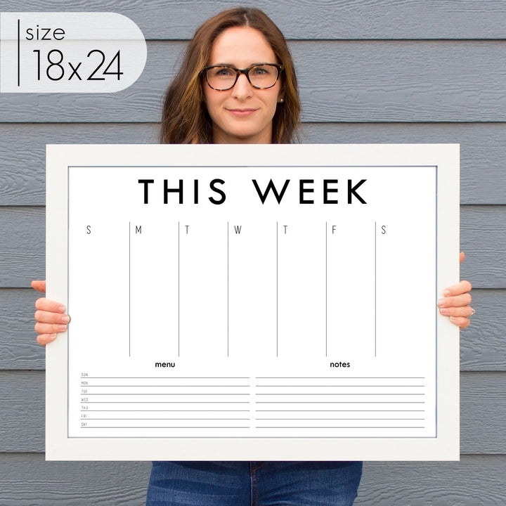 Weekly Framed Whiteboard Calendar + 2 sections | Horizontal Madi