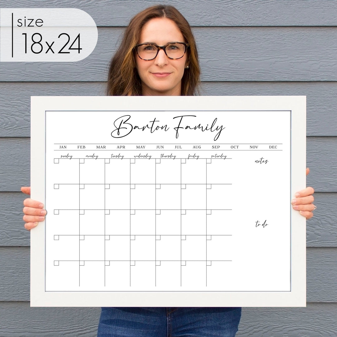 Monthly Framed Whiteboard Calendar + 2 sections | Horizontal Pennington