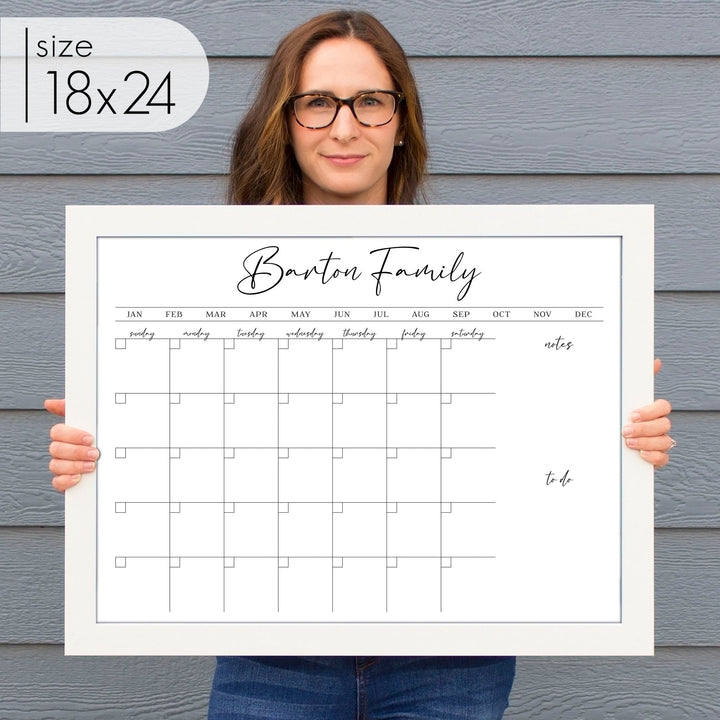 Monthly Framed Whiteboard Calendar + 2 sections | Horizontal Pennington