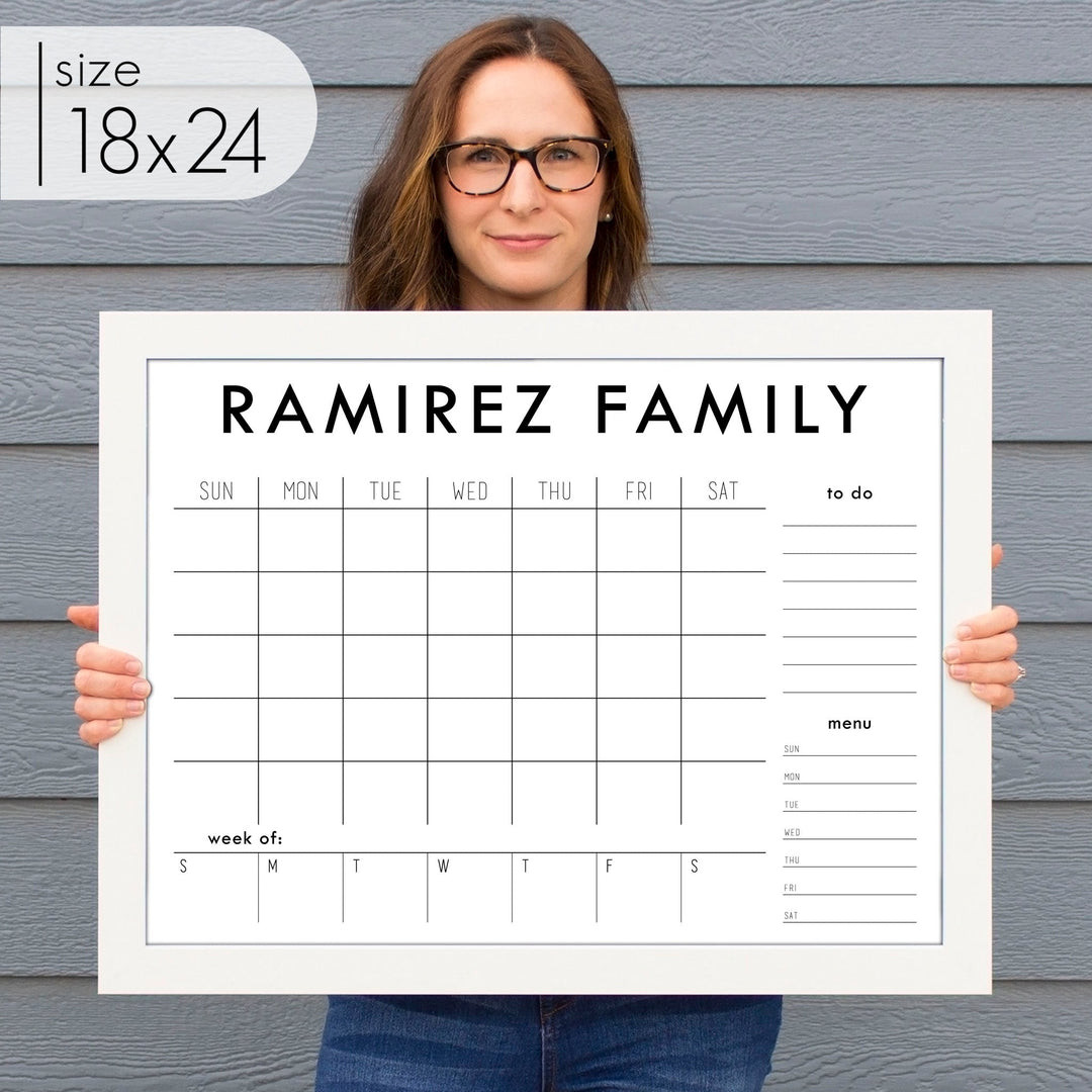 Week & Month Combo Framed Whiteboard + 2 sections | Horizontal Madi