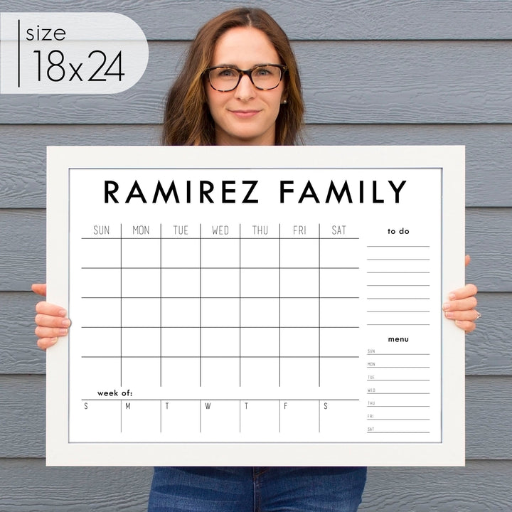 Week & Month Combo Framed Whiteboard + 2 sections | Horizontal Madi