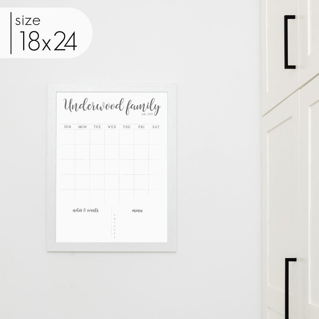 Monthly Framed Whiteboard Calendar + 2 sections | Vertical Perkins