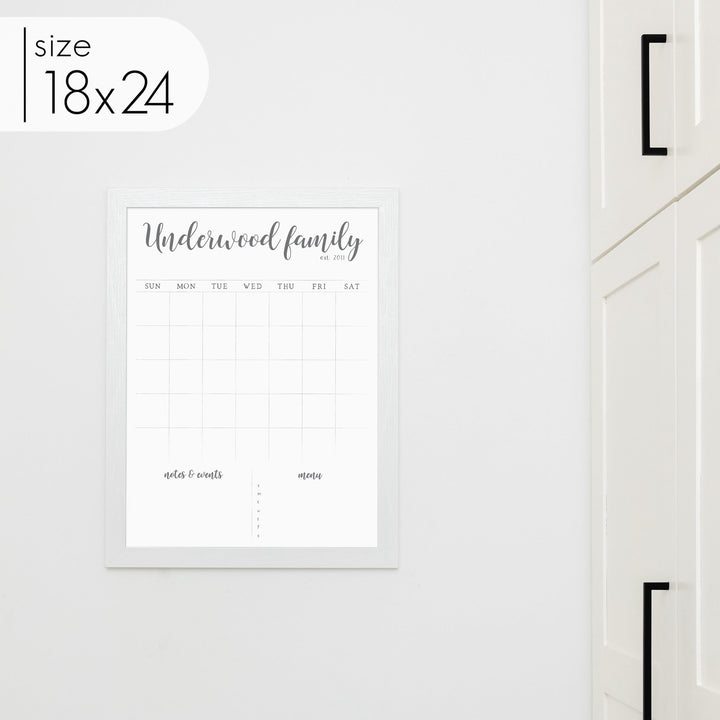 Monthly Framed Whiteboard Calendar + 2 sections | Vertical Perkins