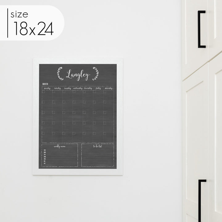 Monthly Framed Chalkboard Calendar + 2 sections | Vertical Eagleton