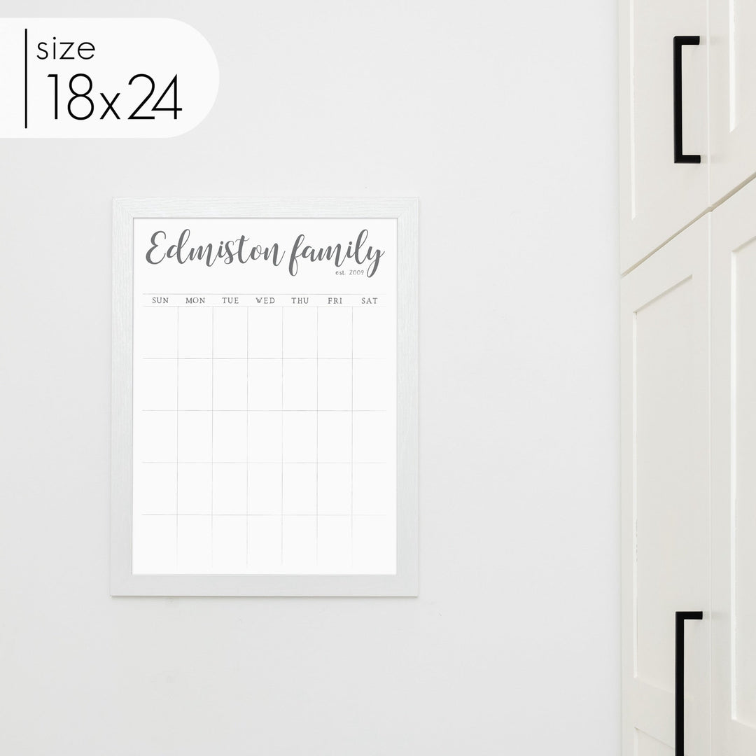 Monthly Framed Whiteboard Calendar | Vertical Perkins