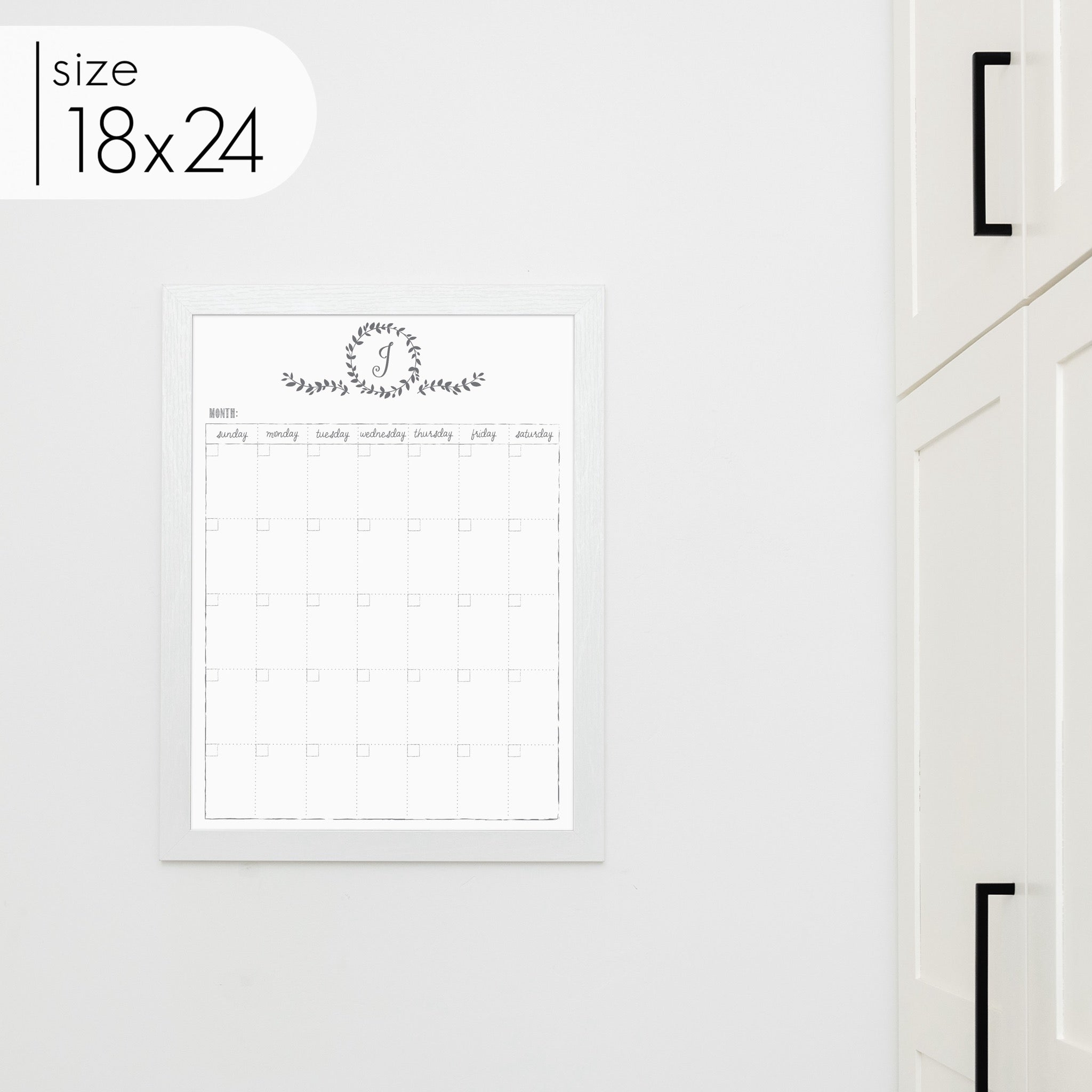 Monthly Framed Whiteboard Calendar | Vertical Donna
