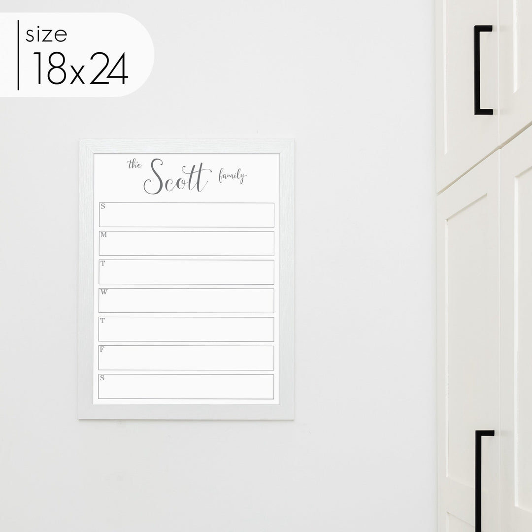 Weekly Framed Whiteboard Calendar | Vertical Knope